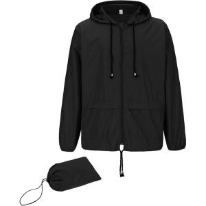 imageAmerican Trends Raincoat for Men Waterproof with Hood Mens Rain Jacket Windbreaker Jackets Rain CoatBlack