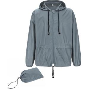 imageAmerican Trends Raincoat for Men Waterproof with Hood Mens Rain Jacket Windbreaker Jackets Rain CoatLight Gray