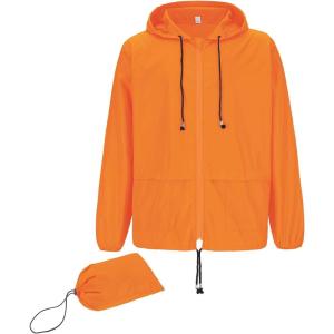 imageAmerican Trends Raincoat for Men Waterproof with Hood Mens Rain Jacket Windbreaker Jackets Rain CoatOrange