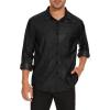 imageAmerican Trends Mens Disco Outfits Shirts Sequins Long Sleeve Metallic Button Down Shirt 70s Outfits for Men Party CostumeBlack