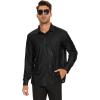 imageAmerican Trends Mens Disco Outfits Shirts Sequins Long Sleeve Metallic Button Down Shirt 70s Outfits for Men Party CostumeBlack