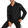 imageAmerican Trends Mens Disco Outfits Shirts Sequins Long Sleeve Metallic Button Down Shirt 70s Outfits for Men Party CostumeBlack