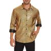 imageAmerican Trends Mens Disco Outfits Shirts Sequins Long Sleeve Metallic Button Down Shirt 70s Outfits for Men Party CostumeGold