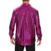 imageAmerican Trends Mens Disco Outfits Shirts Sequins Long Sleeve Metallic Button Down Shirt 70s Outfits for Men Party CostumeHot Pink