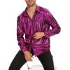 imageAmerican Trends Mens Disco Outfits Shirts Sequins Long Sleeve Metallic Button Down Shirt 70s Outfits for Men Party CostumeHot Pink