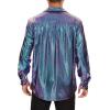 imageAmerican Trends Mens Disco Outfits Shirts Sequins Long Sleeve Metallic Button Down Shirt 70s Outfits for Men Party CostumeShiny Blue Purple