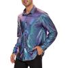 imageAmerican Trends Mens Disco Outfits Shirts Sequins Long Sleeve Metallic Button Down Shirt 70s Outfits for Men Party CostumeShiny Blue Purple