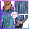 imageAmerican Trends Mens Disco Outfits Shirts Sequins Long Sleeve Metallic Button Down Shirt 70s Outfits for Men Party CostumeShiny Blue Purple