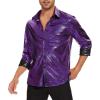 imageAmerican Trends Mens Disco Outfits Shirts Sequins Long Sleeve Metallic Button Down Shirt 70s Outfits for Men Party CostumeShiny Purple
