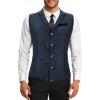 imageAmerican Trends Mens Suit Vest Victorian Suit Steampunk Gothic Waistcoat VNeck Business Dress Formal Vest Wedding PartyNavy Blue