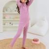 imageAmerican Trends Thermal Underwear Set Kids Long Johns Fleece Lined Boys Girls Base Layer Thermal Set for WinterPale Purple