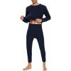 imageAmerican Trends Thermal Underwear for Men Heavy Weight Long Johns Base Layer Set with Fleece LinedNavy