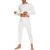 imageAmerican Trends Thermal Underwear for Men Heavy Weight Long Johns Base Layer Set with Fleece LinedWhite