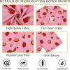 imagePink Hawaiian Shirt for Men Funny Strawberry Short Sleeve Shirt Beach Tropical Vacation Shirt Button Up Aloha Shirt L