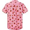 imagePink Hawaiian Shirt for Men Funny Strawberry Short Sleeve Shirt Beach Tropical Vacation Shirt Button Up Aloha Shirt L
