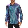 imageAmerican Trends Mens Disco Outfits Shirts Sequins Long Sleeve Metallic Button Down Shirt 70s Outfits for Men Party CostumeShiny Blue Purple