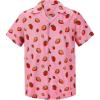 imagePink Hawaiian Shirt for Men Funny Strawberry Short Sleeve Shirt Beach Tropical Vacation Shirt Button Up Aloha Shirt L