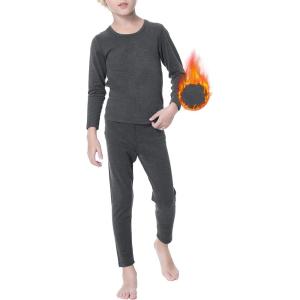 imageAmerican Trends Boys Thermal Underwear Set Toddler Long Johns Set Fleece Lined Base Layer Winter Thermals Sets for KidsDark Gery