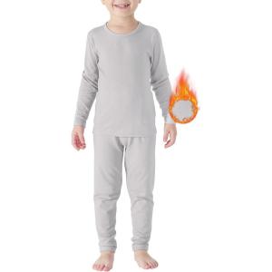 imageAmerican Trends Boys Thermal Underwear Set Toddler Long Johns Set Fleece Lined Base Layer Winter Thermals Sets for KidsLight Grey