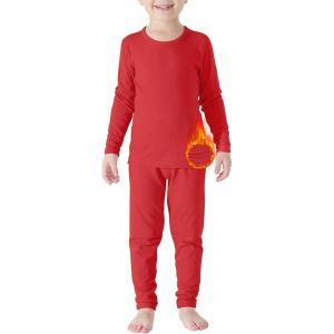 imageAmerican Trends Boys Thermal Underwear Set Toddler Long Johns Set Fleece Lined Base Layer Winter Thermals Sets for KidsRed