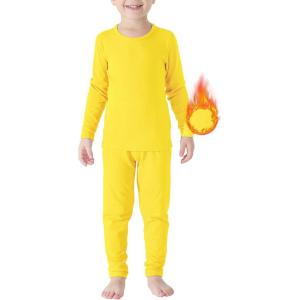 imageAmerican Trends Boys Thermal Underwear Set Toddler Long Johns Set Fleece Lined Base Layer Winter Thermals Sets for KidsYellow
