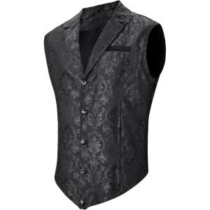 imageAmerican Trends Mens Suit Vest Victorian Suit Steampunk Gothic Waistcoat VNeck Business Dress Formal Vest Wedding PartyBlack