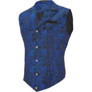 imageAmerican Trends Mens Suit Vest Victorian Suit Steampunk Gothic Waistcoat VNeck Business Dress Formal Vest Wedding PartyBlue Black