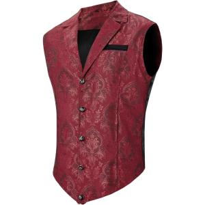 imageAmerican Trends Mens Suit Vest Victorian Suit Steampunk Gothic Waistcoat VNeck Business Dress Formal Vest Wedding PartyRed