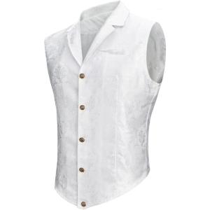 imageAmerican Trends Mens Suit Vest Victorian Suit Steampunk Gothic Waistcoat VNeck Business Dress Formal Vest Wedding PartyWhite