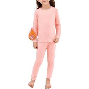 imageAmerican Trends Thermal Underwear Set Kids Long Johns Fleece Lined Boys Girls Base Layer Thermal Set for WinterApink