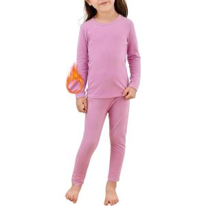 imageAmerican Trends Thermal Underwear Set Kids Long Johns Fleece Lined Boys Girls Base Layer Thermal Set for WinterPale Purple