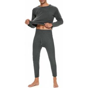 imageAmerican Trends Thermal Underwear for Men Heavy Weight Long Johns Base Layer Set with Fleece LinedGrey