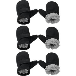 imageAmerican Trends Toddler Mittens 3 Pairs Toddler Snow Gloves Warm Fleece Kids Winter Gloves for Baby Boys GirlsBlack