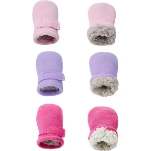 imageAmerican Trends Toddler Mittens 3 Pairs Toddler Snow Gloves Warm Fleece Kids Winter Gloves for Baby Boys GirlsRose Redpinkpurpleno Thumb