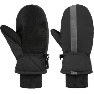 imageAmerican Trends Toddler Mittens Boys Snow Waterproof Ski Mitten Fleece Warm Winter Kids Gloves for Baby Boy GirlStrip Black