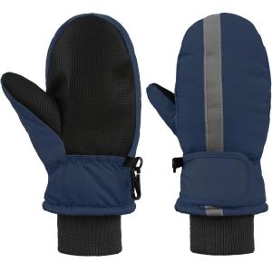 imageAmerican Trends Toddler Mittens Boys Snow Waterproof Ski Mitten Fleece Warm Winter Kids Gloves for Baby Boy GirlStrip Navy