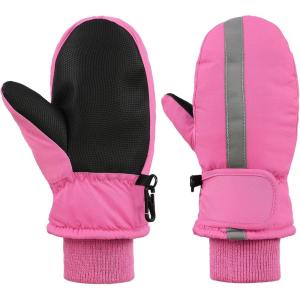 imageAmerican Trends Toddler Mittens Boys Snow Waterproof Ski Mitten Fleece Warm Winter Kids Gloves for Baby Boy GirlStrip Pink