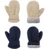 imageAmerican Trends 2 Pairs Toddler Mittens Unisex Lined Fleece Gloves Winter Warm kids Mitten for Baby Boys and GirlsNavybeige