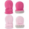 imageAmerican Trends 2 Pairs Toddler Mittens Unisex Lined Fleece Gloves Winter Warm kids Mitten for Baby Boys and GirlsRose Redpink No Thumb