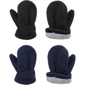 imageAmerican Trends 2 Pairs Toddler Mittens Unisex Lined Fleece Gloves Winter Warm kids Mitten for Baby Boys and GirlsBlacknavy