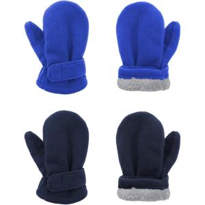 imageAmerican Trends 2 Pairs Toddler Mittens Unisex Lined Fleece Gloves Winter Warm kids Mitten for Baby Boys and GirlsNavyblue