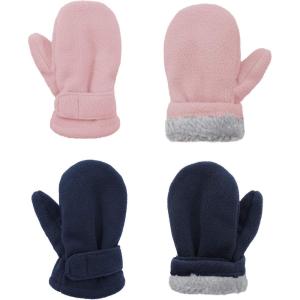 imageAmerican Trends 2 Pairs Toddler Mittens Unisex Lined Fleece Gloves Winter Warm kids Mitten for Baby Boys and GirlsNavypink