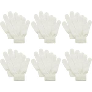 imageAmerican Trends 6 Pairs Kids Magic Gloves Winter Warm Full Fingers Gloves Soft Knitted Mittens for Baby Boys Girls6white