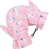 imageAmerican Trends Lined Fleece Toddler Mittens Kids Winter Ski Gloves Waterproof Snow Baby Mitten for Boys GirlsA Pink Seahorse