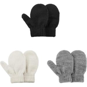 imageAmerican Trends Kids Winter Toddler Mittens Multicolor Soft Knitted Gloves Thick Cold Protection MittenC Blackwhitegray