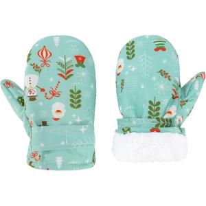 imageAmerican Trends Lined Fleece Toddler Mittens Kids Winter Ski Gloves Waterproof Snow Baby Mitten for Boys GirlsChristmas Man