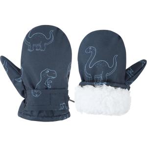 imageAmerican Trends Lined Fleece Toddler Mittens Kids Winter Ski Gloves Waterproof Snow Baby Mitten for Boys GirlsNavy Dinosaur