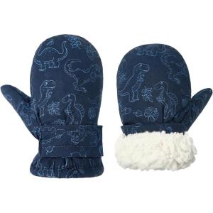 imageAmerican Trends Lined Fleece Toddler Mittens Kids Winter Ski Gloves Waterproof Snow Baby Mitten for Boys GirlsNavy Print