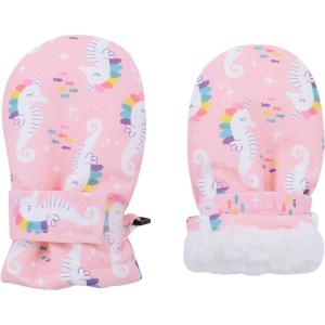 imageAmerican Trends Lined Fleece Toddler Mittens Kids Winter Ski Gloves Waterproof Snow Baby Mitten for Boys GirlsPink