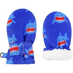 imageAmerican Trends Lined Fleece Toddler Mittens Kids Winter Ski Gloves Waterproof Snow Baby Mitten for Boys GirlsShark